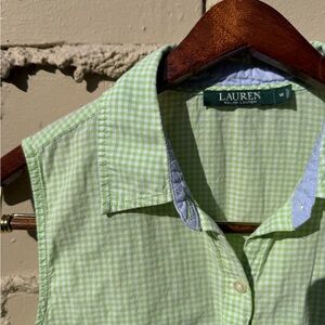 Lauren Ralph Lauren Light Green Checkered Top
